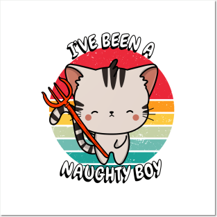 Cute tabby Cat is a naughty boy Posters and Art